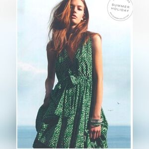 See By Chloe Green Geometric Tie At Waist Tiered Mini Dress Size 6